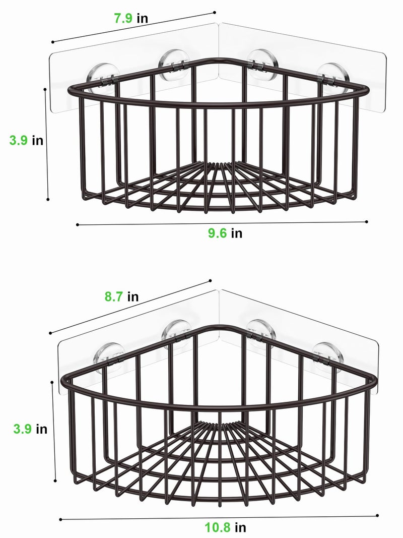 SMARTAKE 2-Pack Corner Shower Caddy Deep Basket Design, SUS304 Stainless Steel, Wall Mounted Bathroom Shelf with Adhesive, Storage Organizer for Toilet, Dorm and Kitchen (Bronze) - Image 4